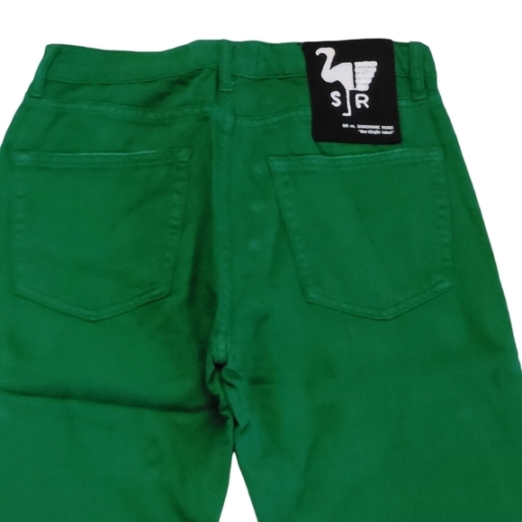 Free People X Sandrine Rose Mid Rise Straight Leg Button Fly Jeans Sapin Green - Picture 7 of 11